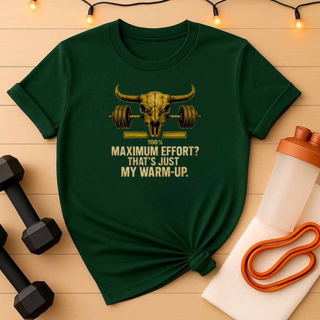 Fierce Bull Skull & Barbell Gym Shirt - Maximum Effort