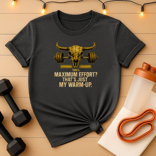 Fierce Bull Skull & Barbell Gym Shirt - Maximum Effort