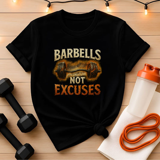 Barbells Not Excuses - Motivational Gym Shirt