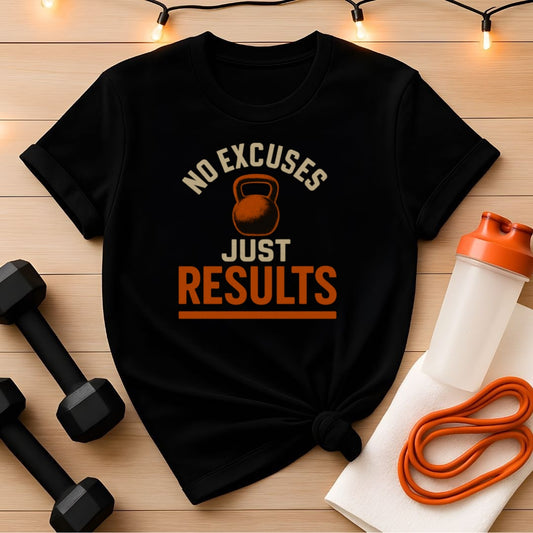 No Excuses Just Results - Vintage Kettlebell T-Shirt