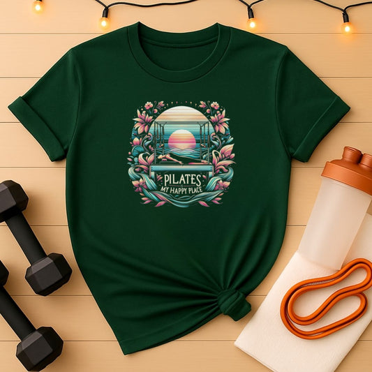 Pilates Is My Happy Place – Floral Reformer Sunset Tee