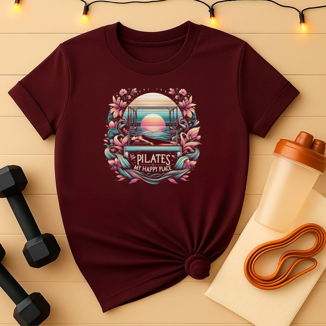 Pilates Is My Happy Place – Floral Reformer Sunset Tee
