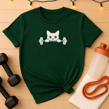 Funny Peekaboo Cat Gym Shirt, Workout Cat Lover Tee