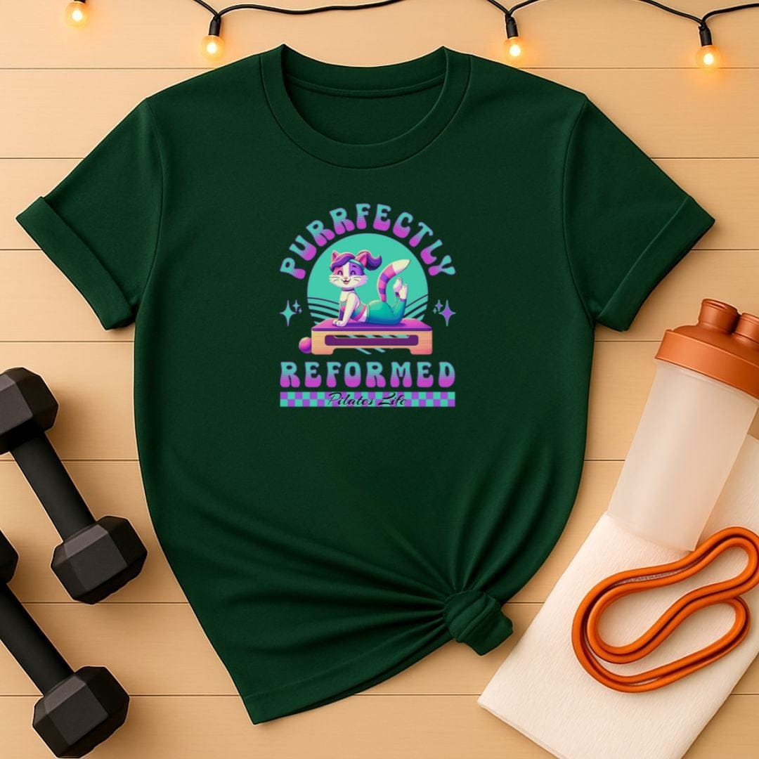 Purrfectly Reformed Anime Cat Pilates T-Shirt
