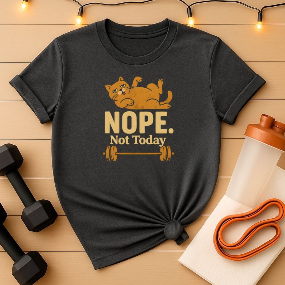 Nope Not Today Cat with Barbell T-Shirt