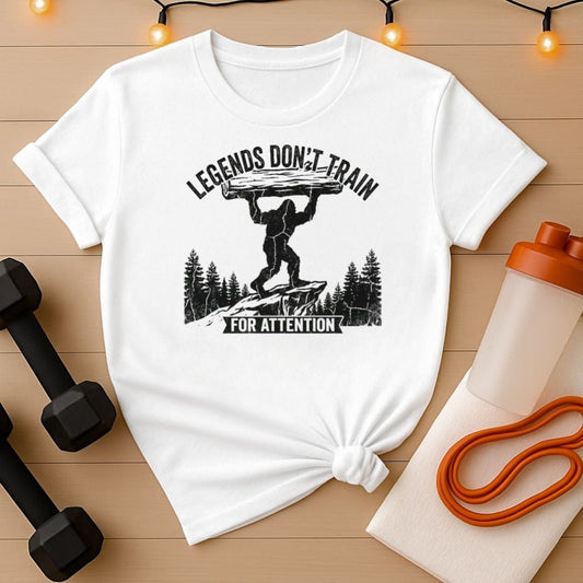 Legends Don't Train for Attention Bigfoot Gym T-Shirt