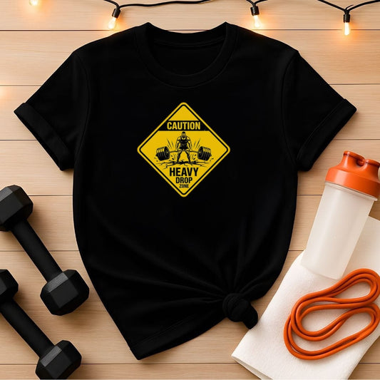 Caution Heavy Drop Zone Deadlift T-Shirt