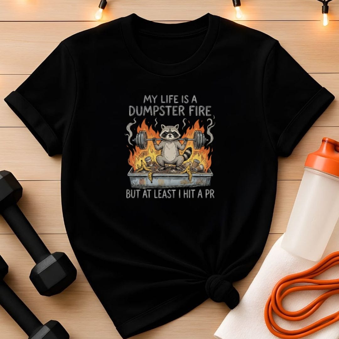 Dumpster Fire Raccoon Gym T-Shirt