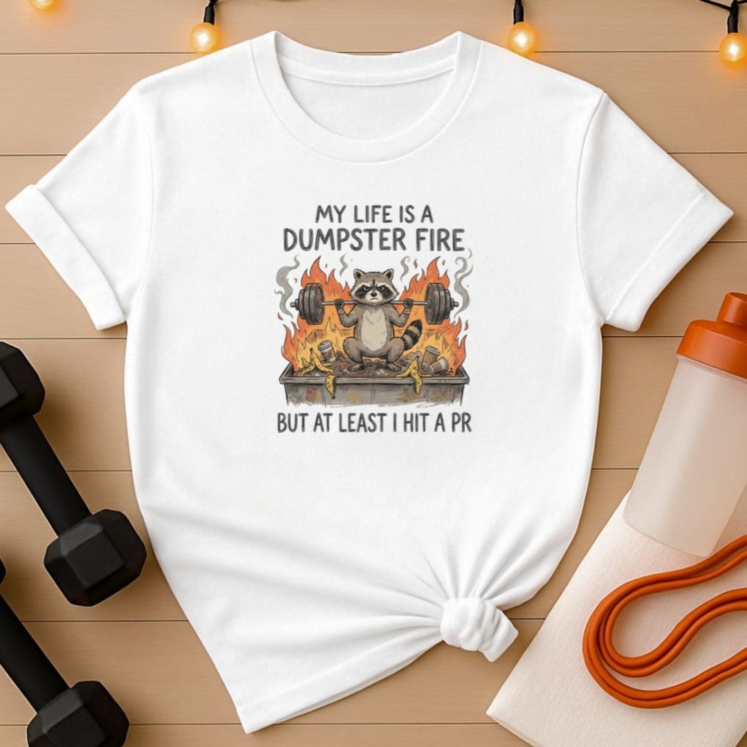 Dumpster Fire Raccoon Gym T-Shirt