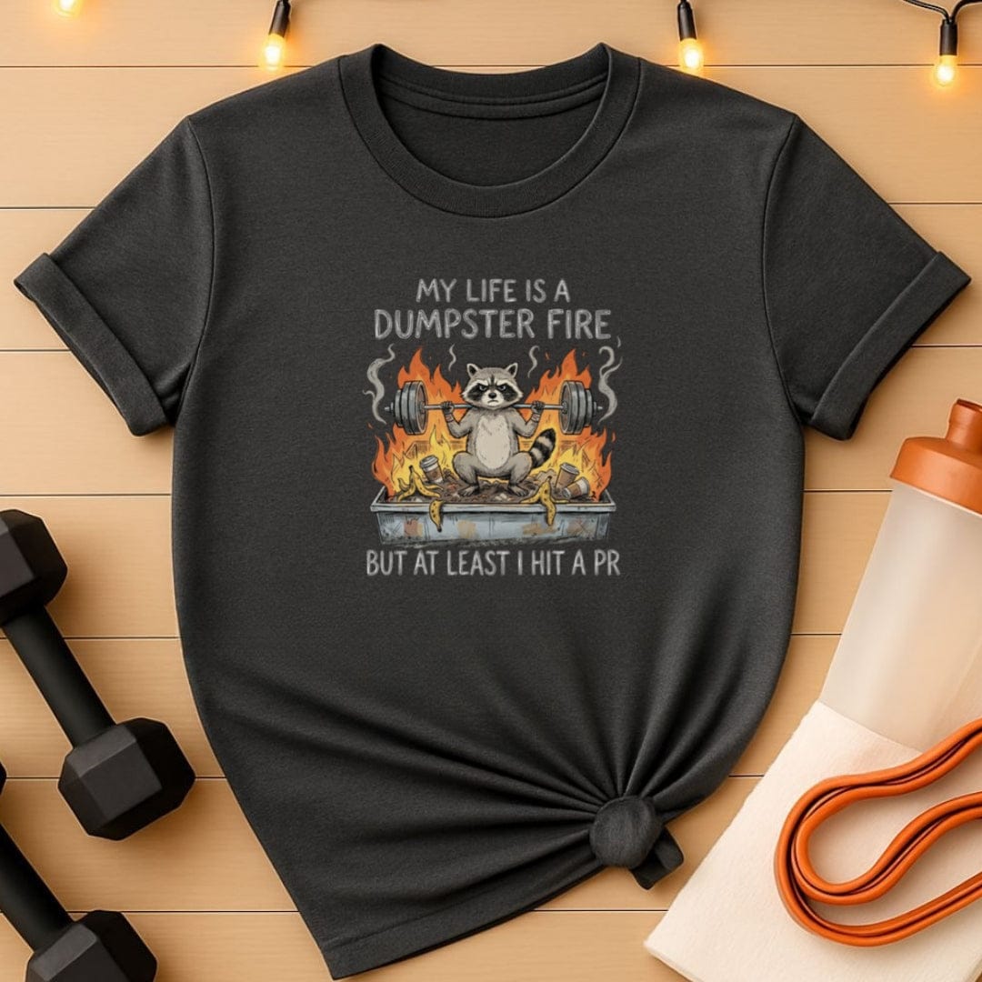 Dumpster Fire Raccoon Gym T-Shirt