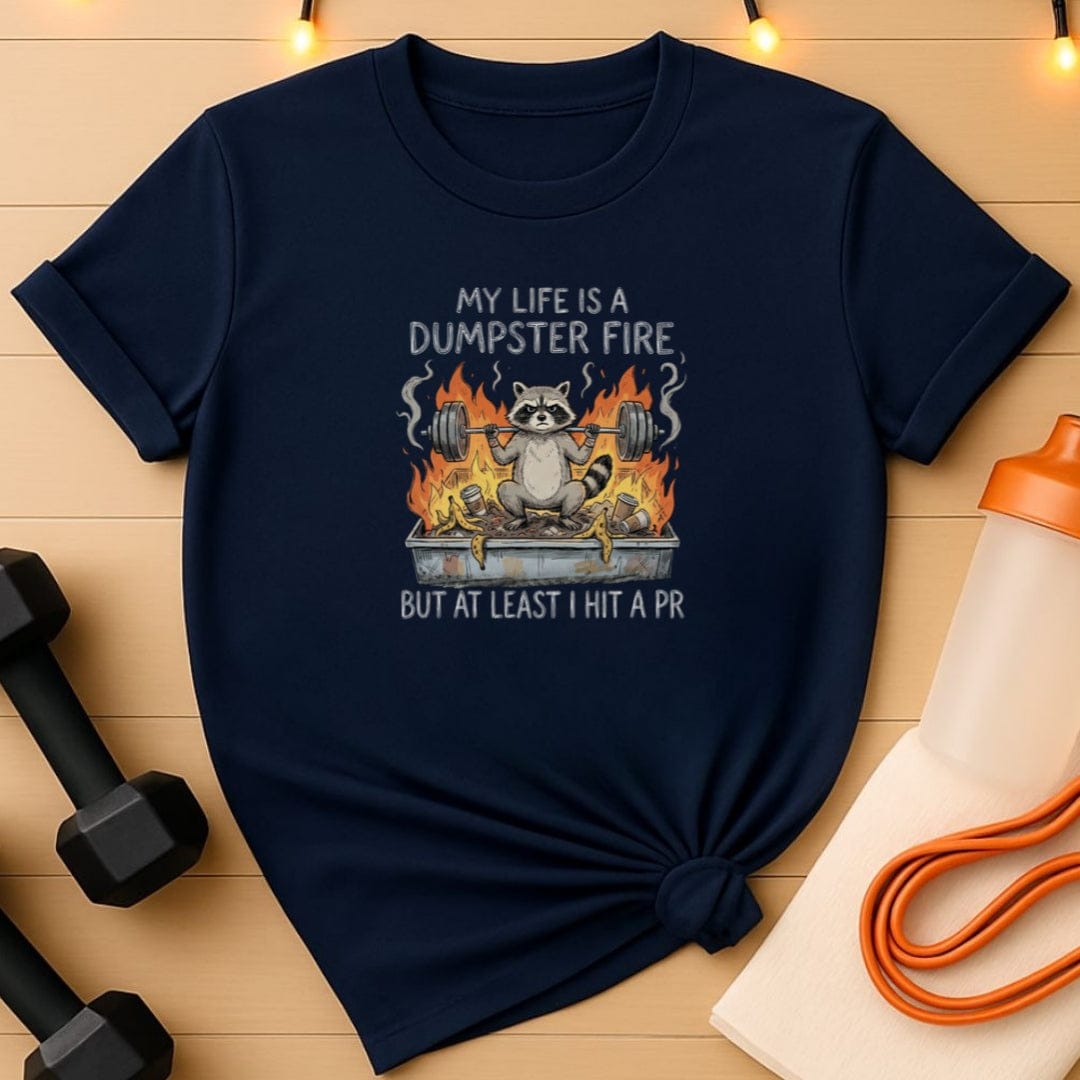 Dumpster Fire Raccoon Gym T-Shirt