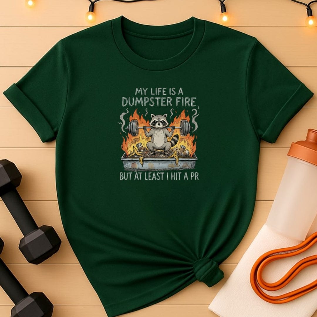 Dumpster Fire Raccoon Gym T-Shirt