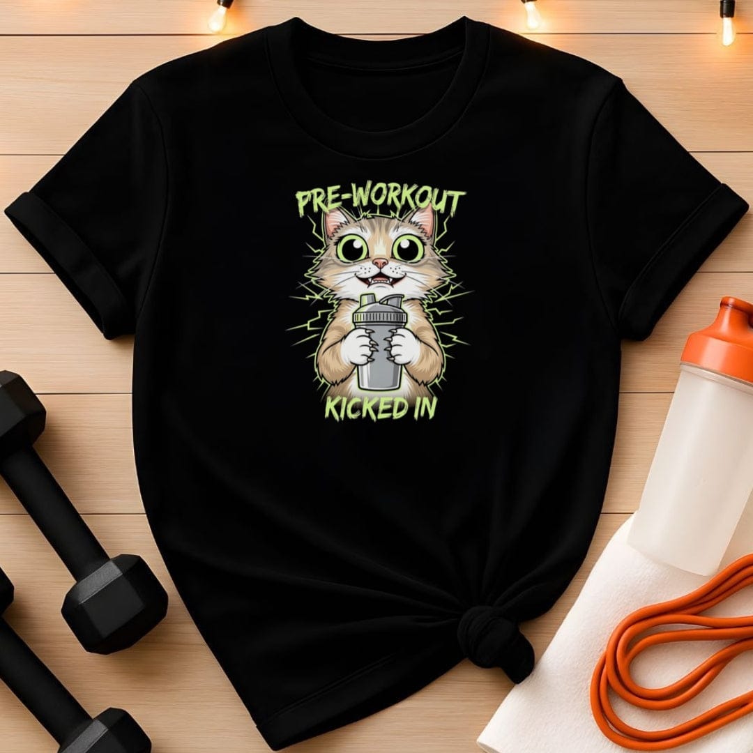 Pre-Workout Kicked-In Cat T-Shirt