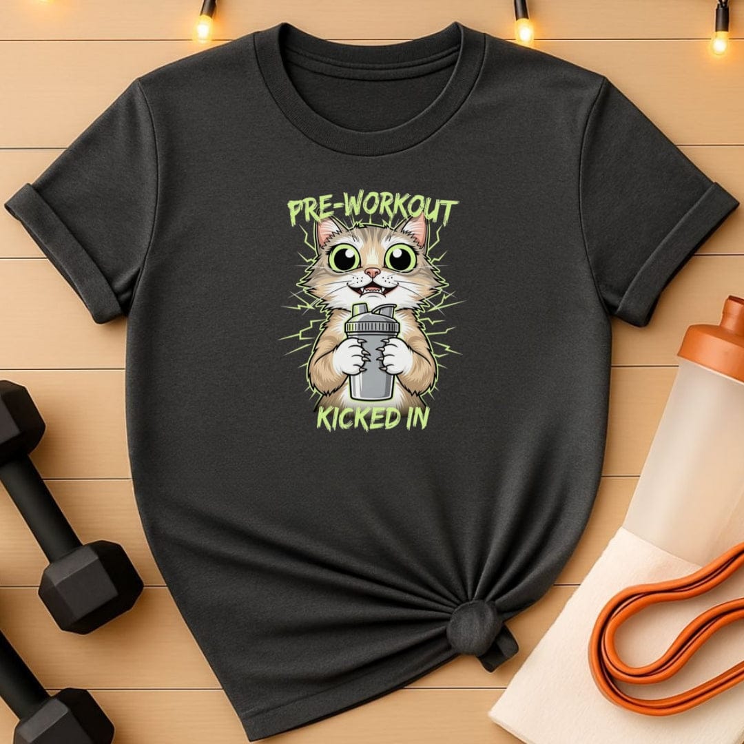Pre-Workout Kicked-In Cat T-Shirt