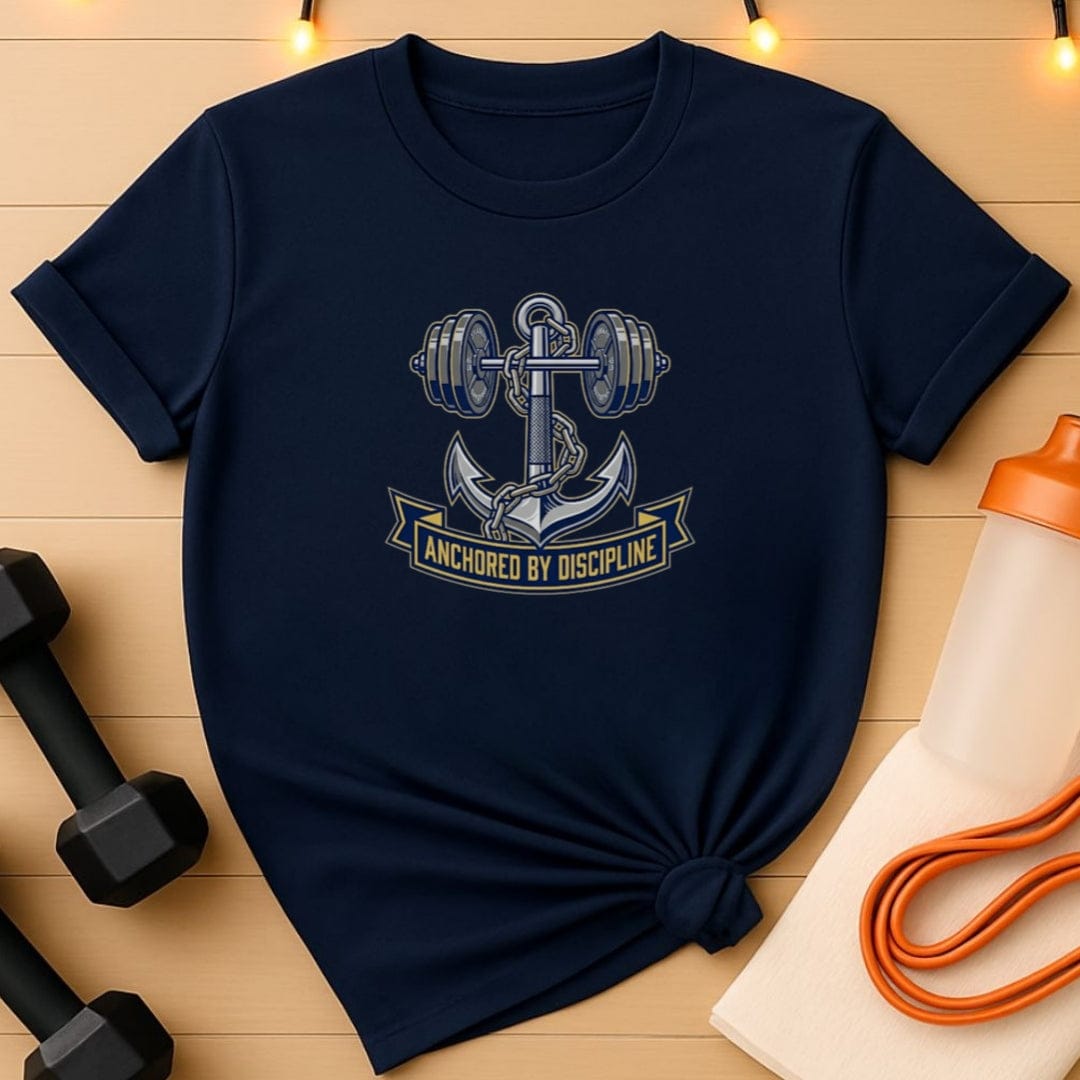 Anchored by Discipline  Barbell T-Shirt