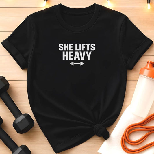 She Lifts Heavy Women’s Gym T-Shirt