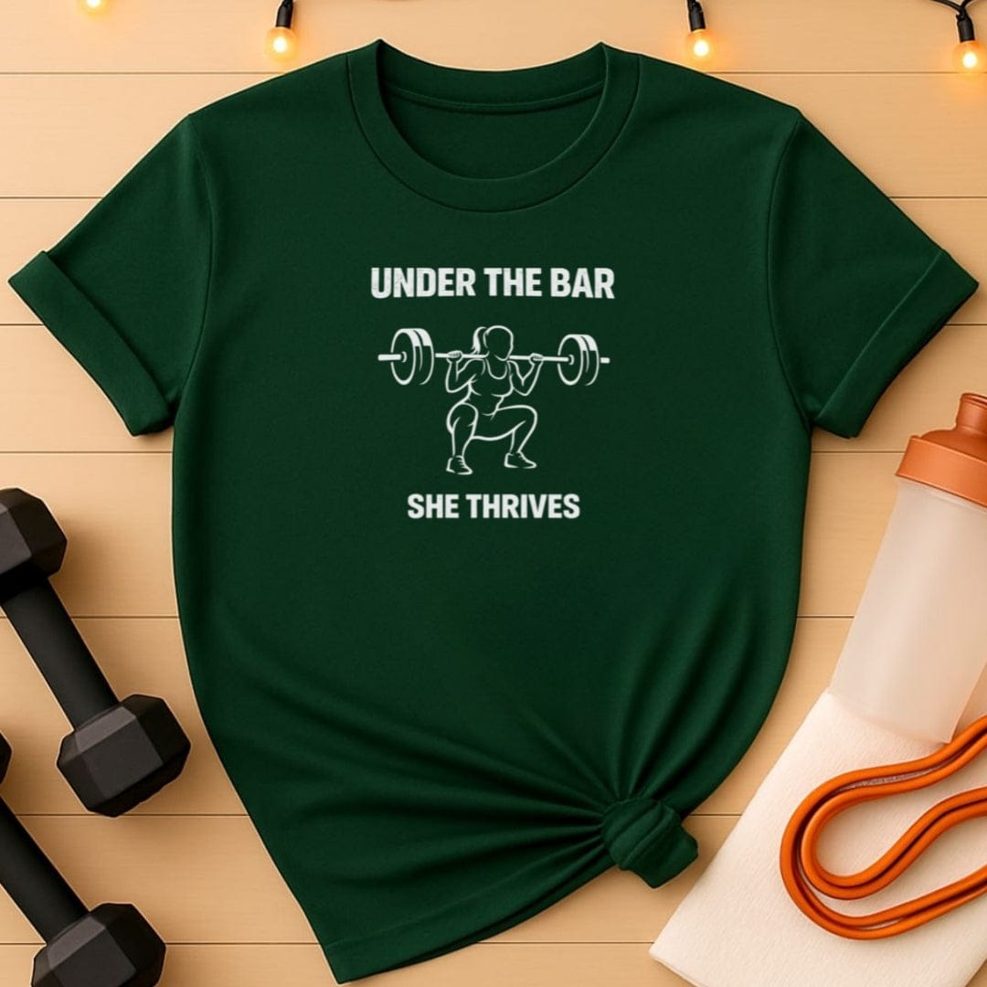 Under the Bar She Thrives Gym T-Shirt
