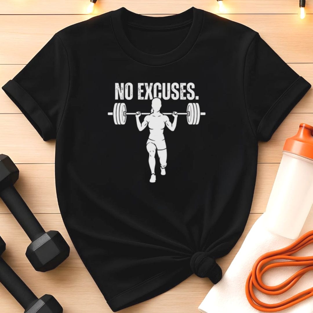 No Excuses Women’s Barbell T-Shirt
