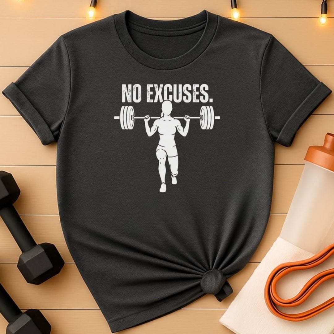 No Excuses Women’s Barbell T-Shirt