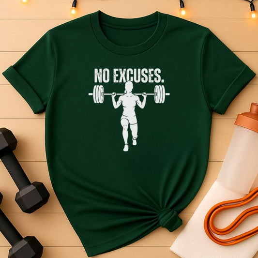 No Excuses Women’s Barbell T-Shirt