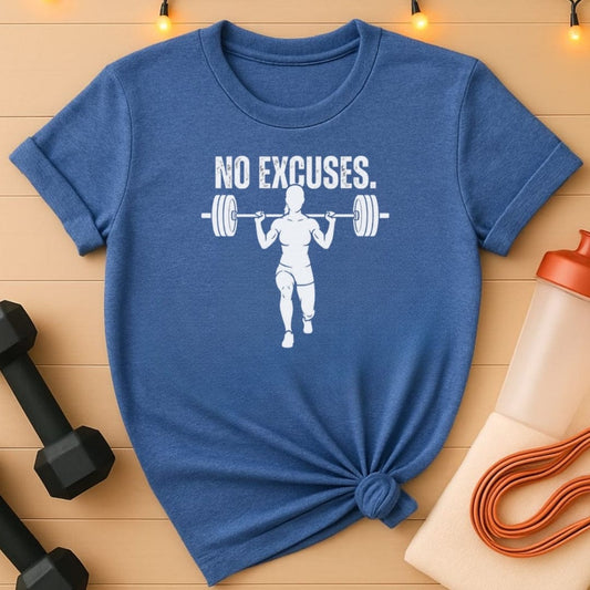 No Excuses Women’s Barbell T-Shirt