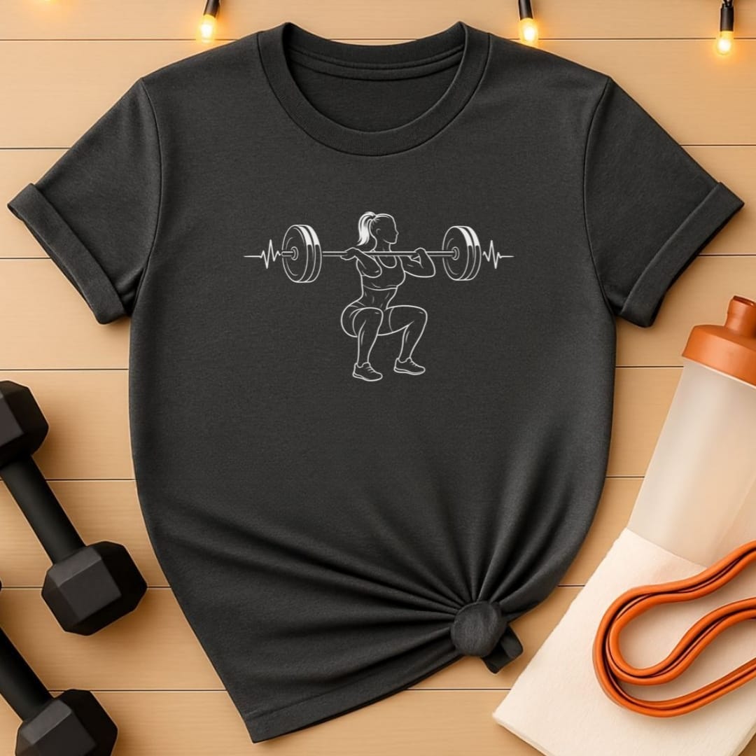 Women's Front Squat Heartbeat Gym T-Shirt