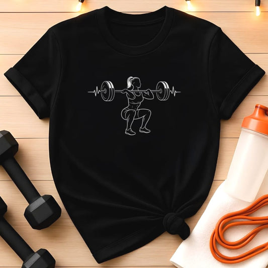 Women's Front Squat Heartbeat Gym T-Shirt