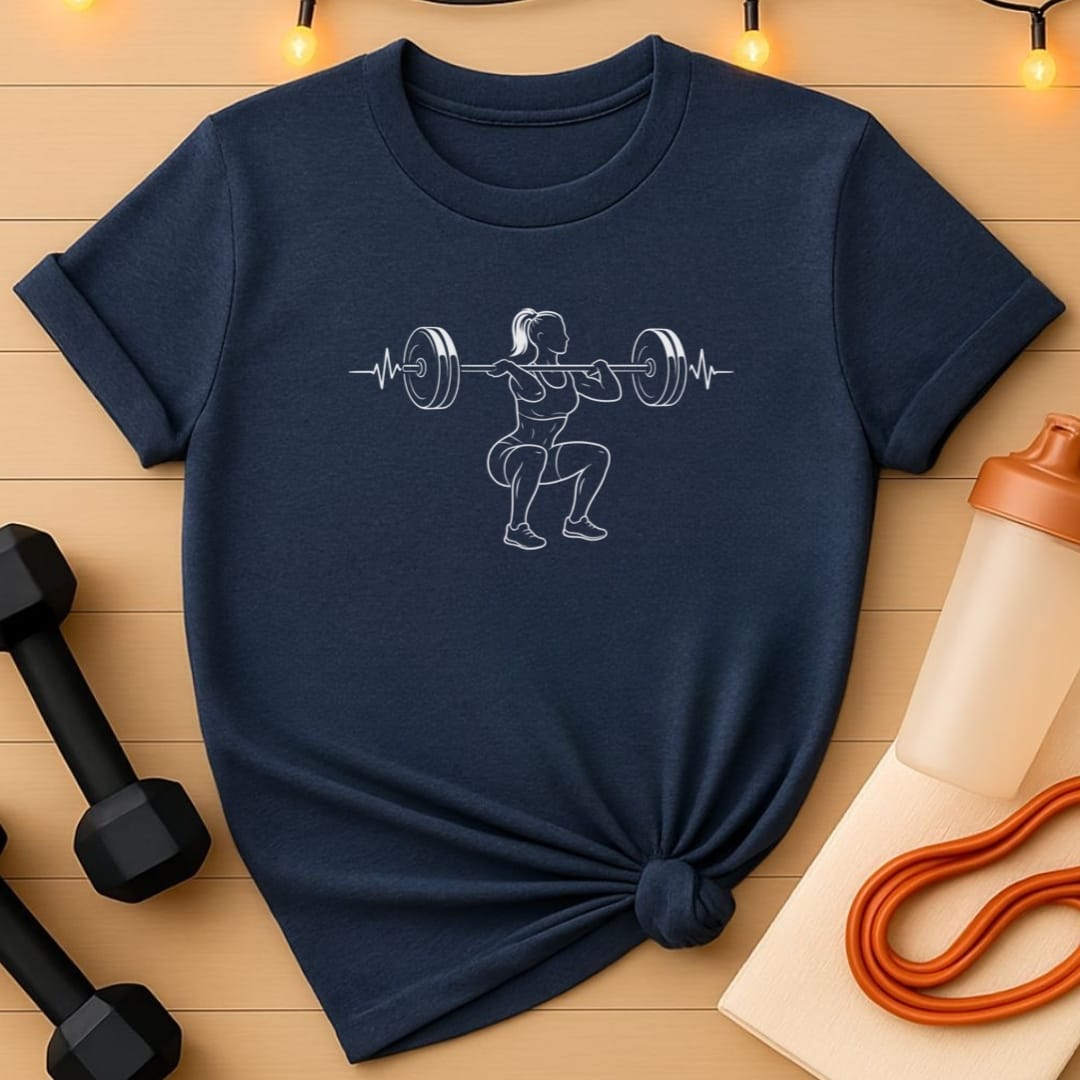 Women's Front Squat Heartbeat Gym T-Shirt