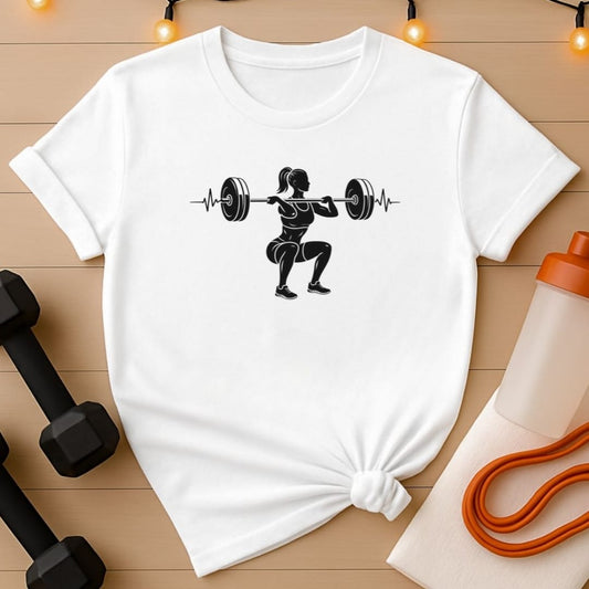 Women's Front Squat Heartbeat Gym T-Shirt