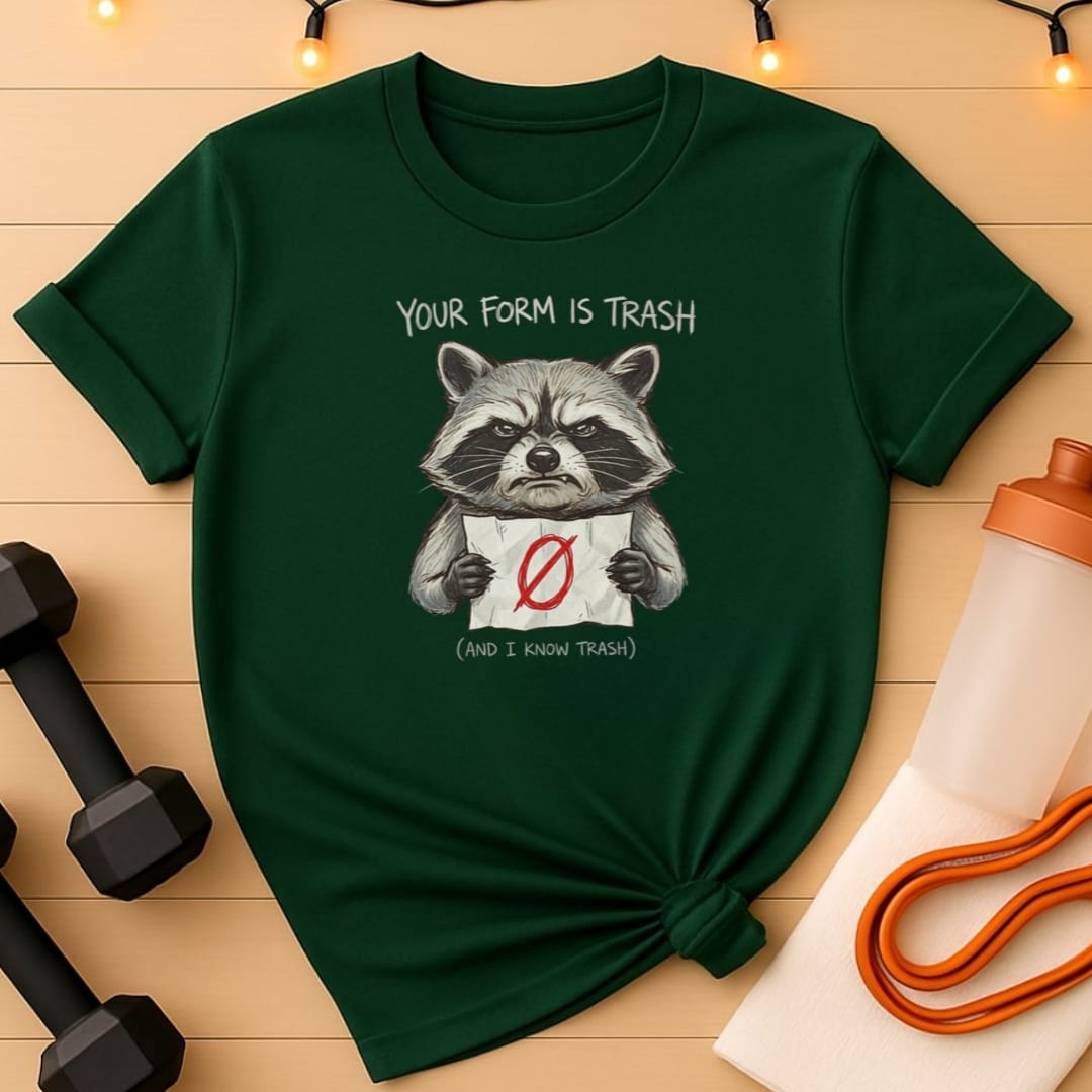 Your Form Is Trash Funny Raccoon Gym T-Shirt