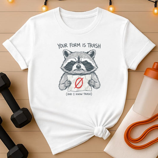 Your Form Is Trash Funny Raccoon Gym T-Shirt
