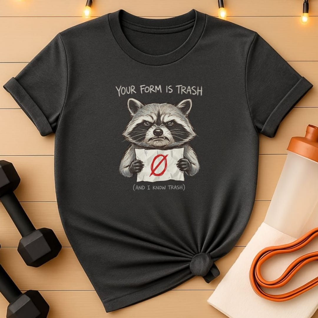 Your Form Is Trash Funny Raccoon Gym T-Shirt