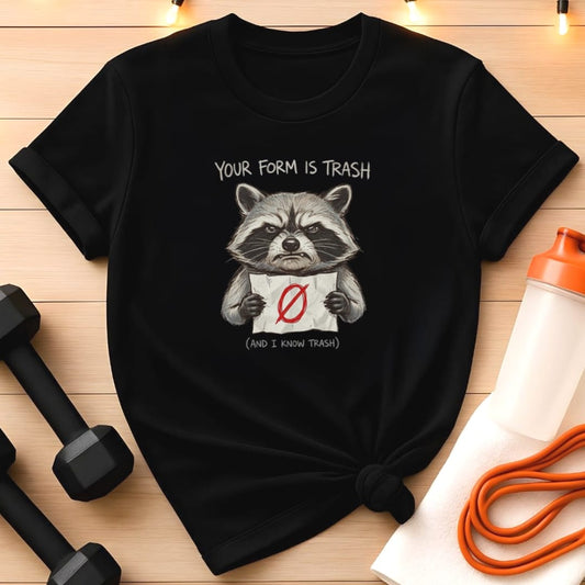 Your Form Is Trash Funny Raccoon Gym T-Shirt