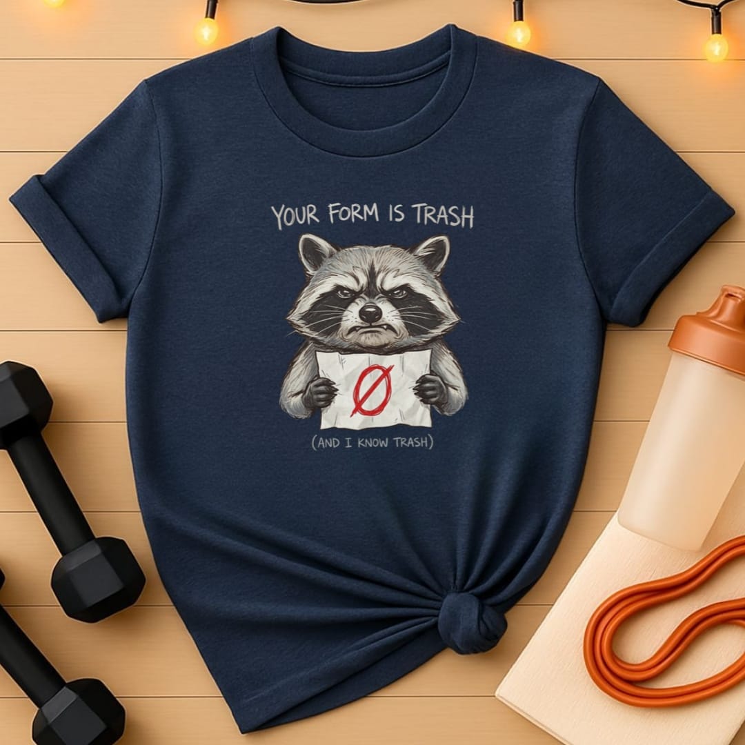 Your Form Is Trash Funny Raccoon Gym T-Shirt