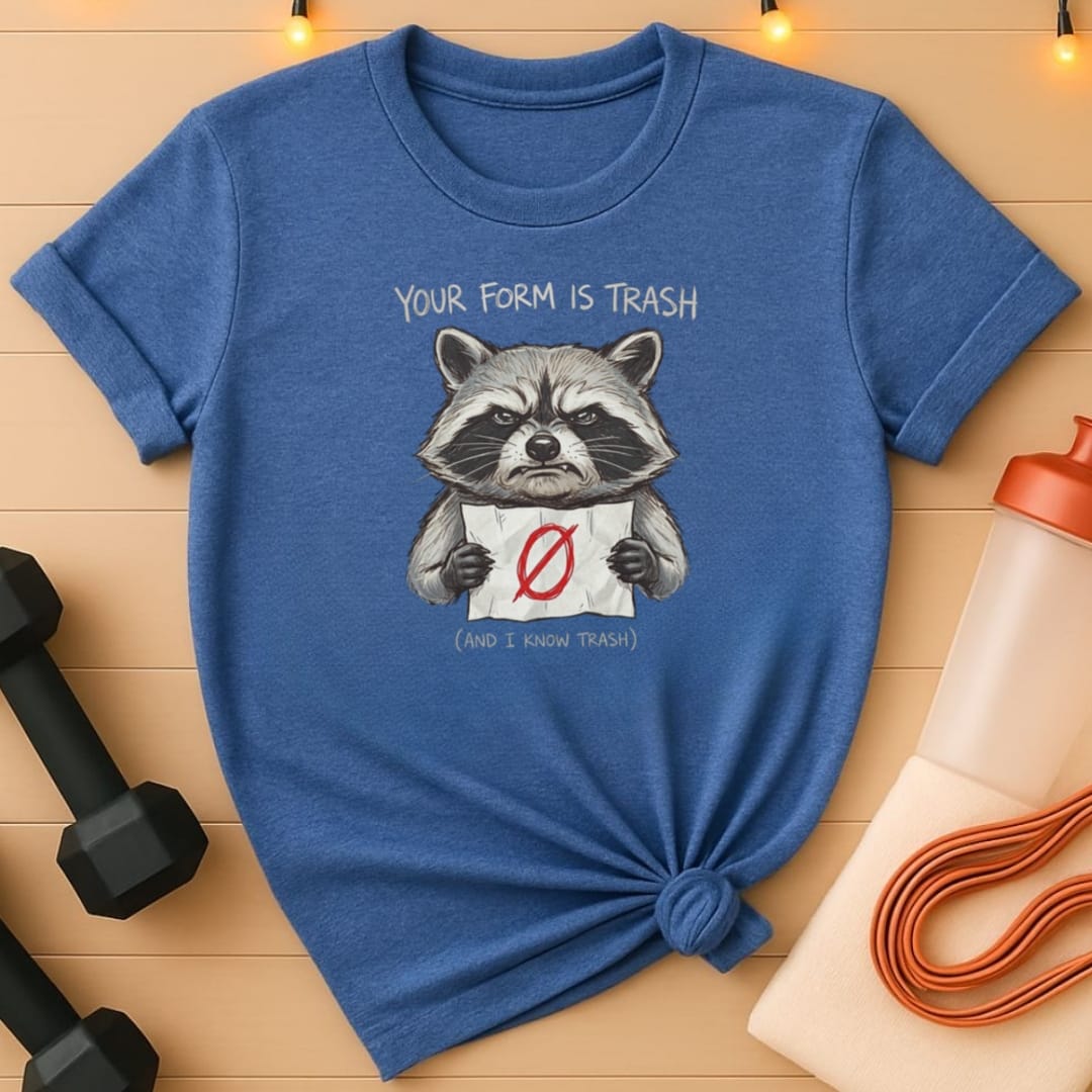 Your Form Is Trash Funny Raccoon Gym T-Shirt