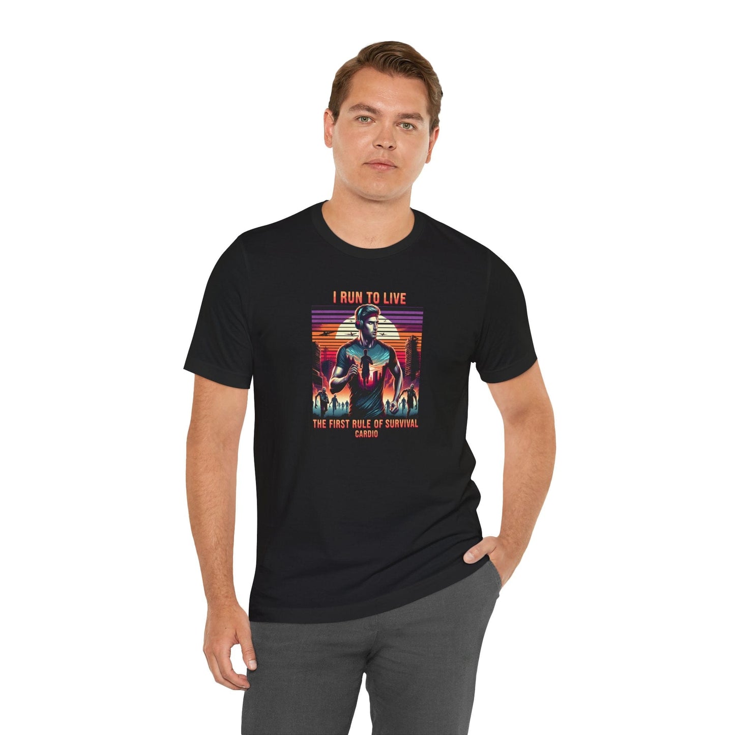 I Run to Live – First Rule of Survival | Male Runner Graphic Tee
