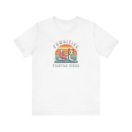 Pawsitive Pilates Vibes Cat T-Shirt – Retro Cute Tee