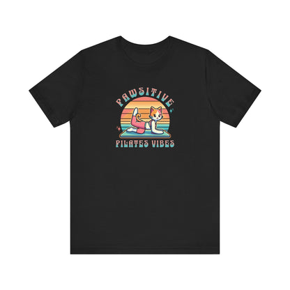 Pawsitive Pilates Vibes Cat T-Shirt – Retro Cute Tee