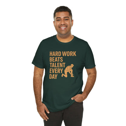 Hard Work Beats Talent Shirt – Grit-Fueled Male Runner Tee