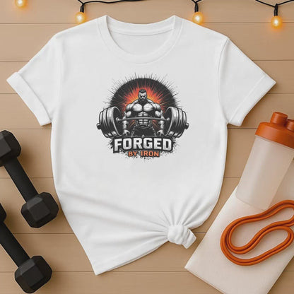 Forged by Iron Tee - Men's Powerlifting Motivational T-Shirt