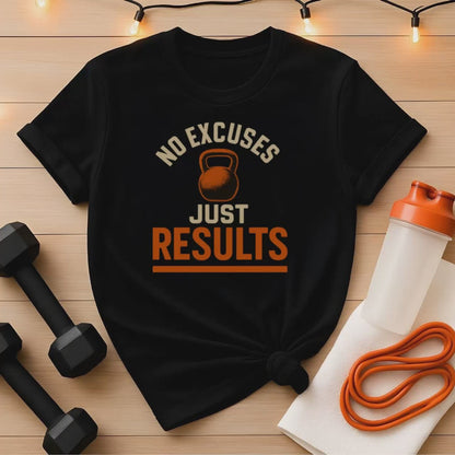 No Excuses Just Results - Vintage Kettlebell T-Shirt