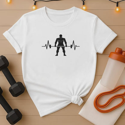 Heartbeat Lifter T-Shirt Male Sillouette - Gym Tee for Weightlifters
