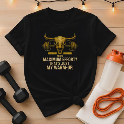 Fierce Bull Skull & Barbell Gym Shirt - Maximum Effort