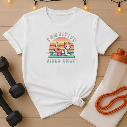Pawsitive Vibes Only – Cute Animae Cat Gym Tee