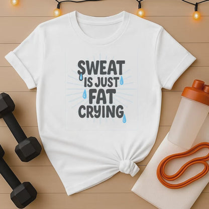 Sweat Is Just Fat Crying T-Shirt - Funny Gym Motivation Tee
